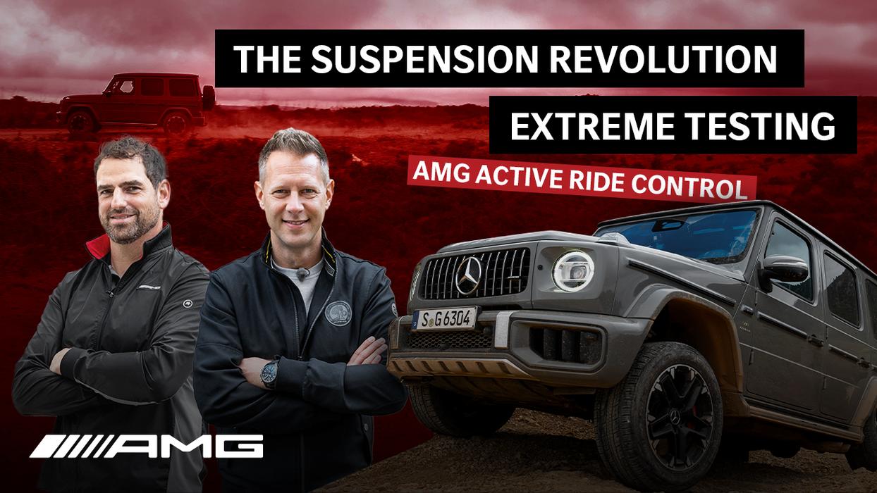 Ein Mercedes-AMG G63 mit den zwei Moderatoren der Folge.