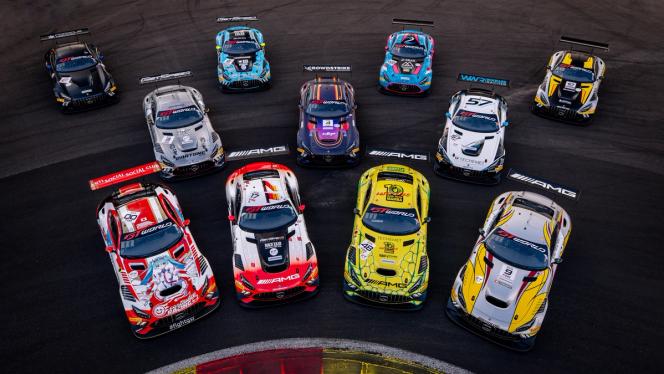 Mehrere GT Rennfahrzeuge aus der Vogelperspektive beim CrowdStrike 24 Hours of Spa