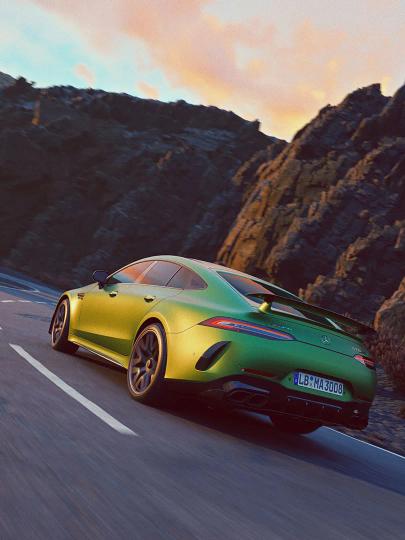 Mercedes-AMG GT 4-door Coupé in motion.