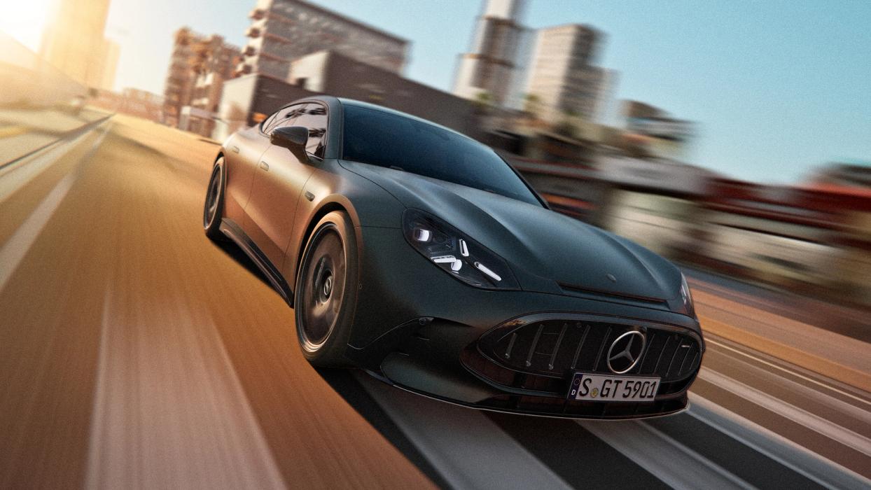 The Mercedes-AMG 4-Door Coupé in an urban setting