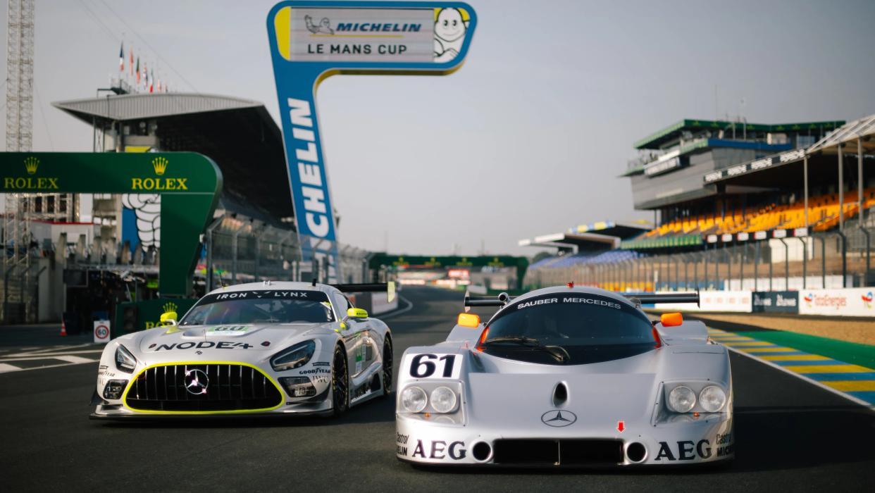 Mercedes-AMG GT vehicles - old and new generation side by side