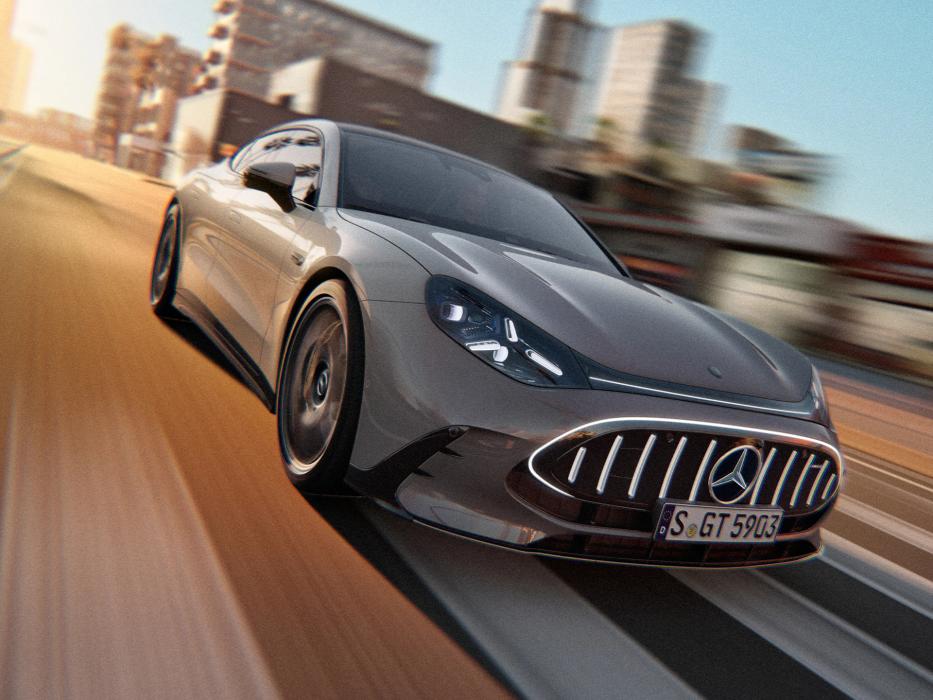 Mercedes-AMG GT 4-Door Coupé in an urban setting