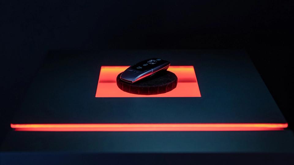 Image of the AMG key fob on a pedestal