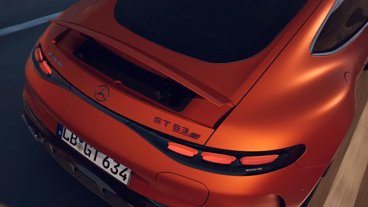 The rear of the all-new Mercedes-AMG GT 63 S E.