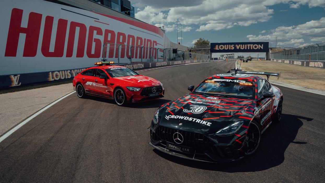 Safety Car and Medical Car on track.