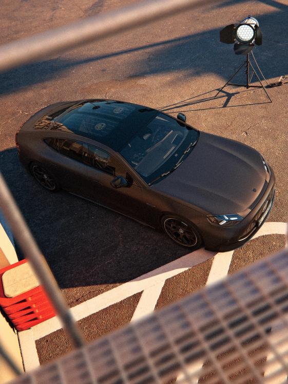 Aerial view of the Mercedes-AMG GT 55 4-Door Coupé