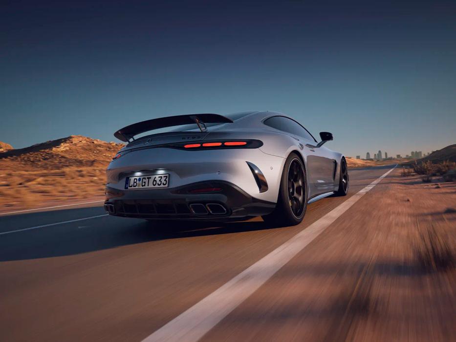 The new Mercedes-AMG GT Coupé 63 on the highway.