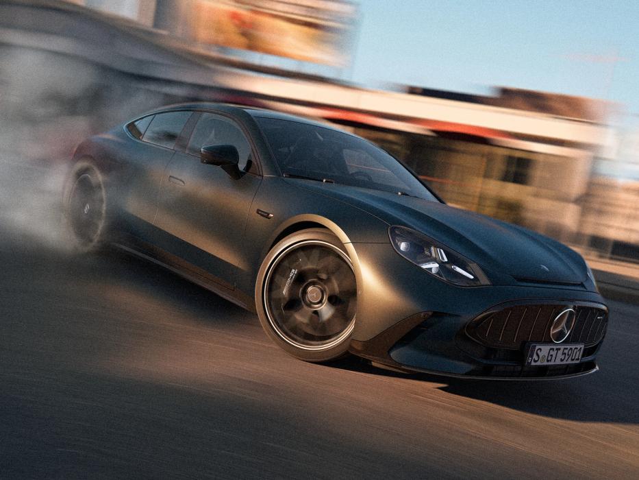 The Mercedes-AMG GT 4-Door Coupé drifting