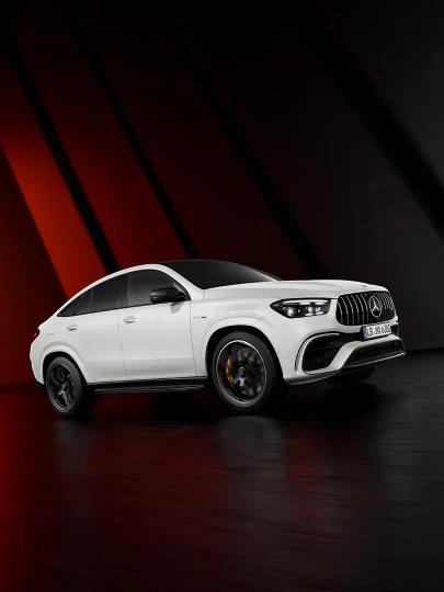 Side view of the Mercedes-AMG GLE Coupé in a showroom.