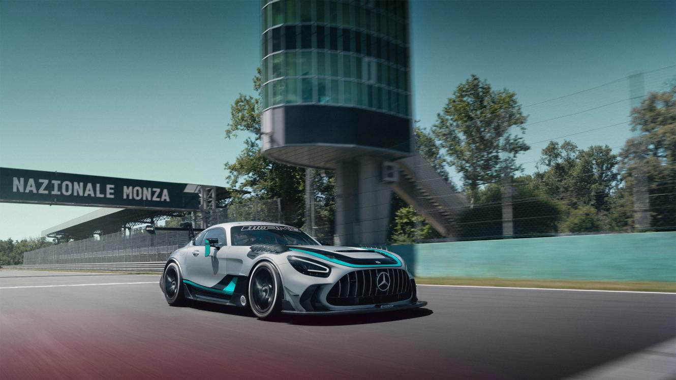 The Mercedes-AMG GT2 Edition W16 on the Monza race track