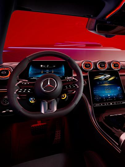 Dashboard und Konsole des Mercedes-AMG CLE Coupés