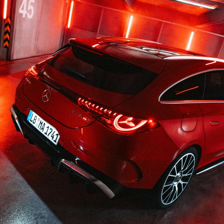 The rear of the Mercedes-AMG CLA 45 4MATIC+ Shooting Brake