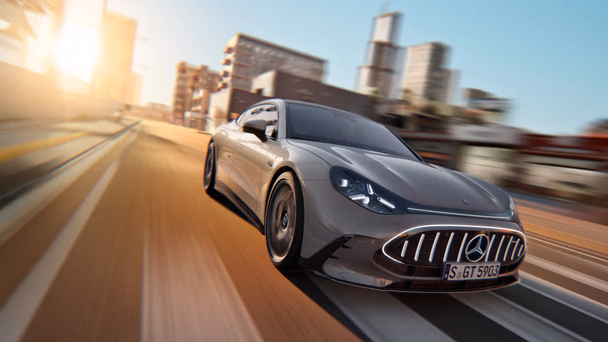 The Mercedes-AMG 4-Door Coupé in an urban setting
