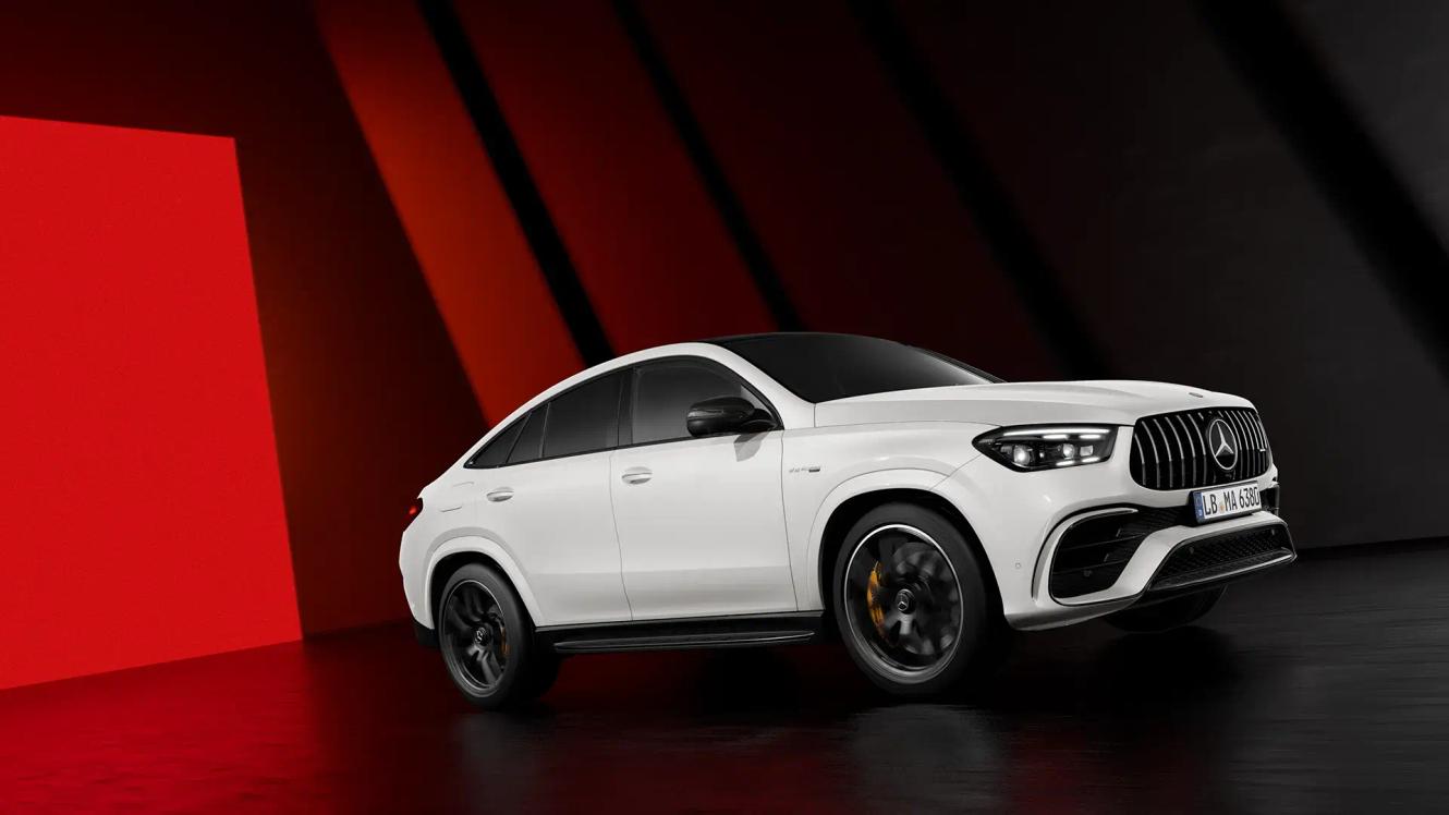 Side view of the Mercedes-AMG GLE Coupé in a showroom.