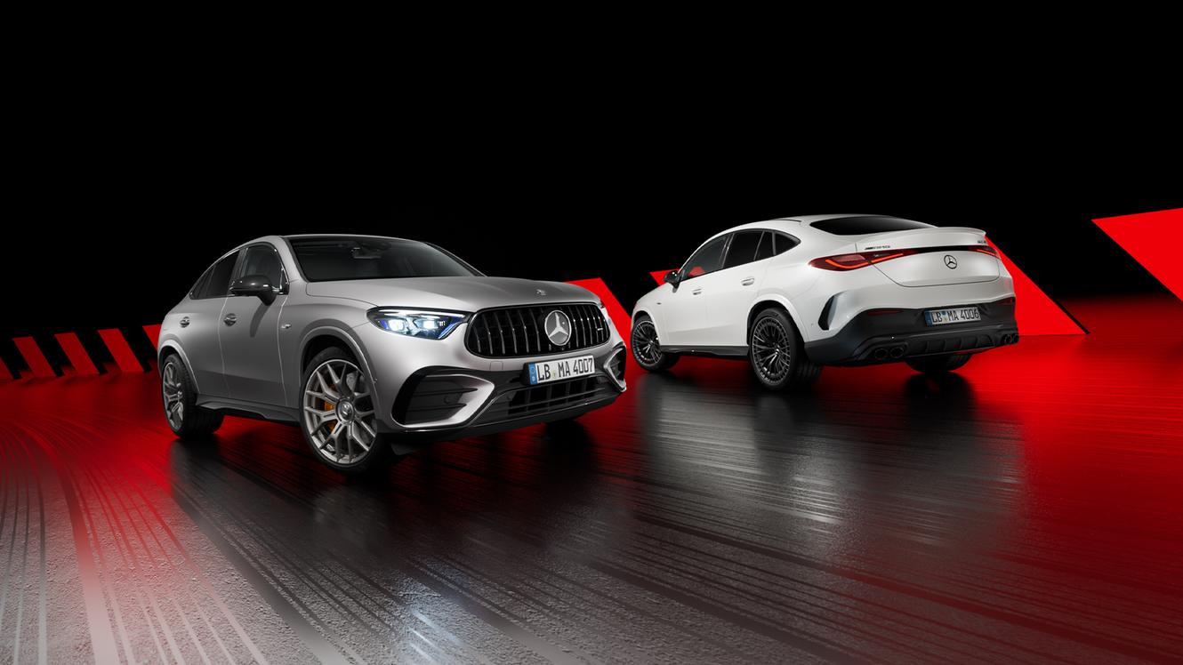 Mercedes-AMG GLC Coupe 63 S E und 43 im Showroom.