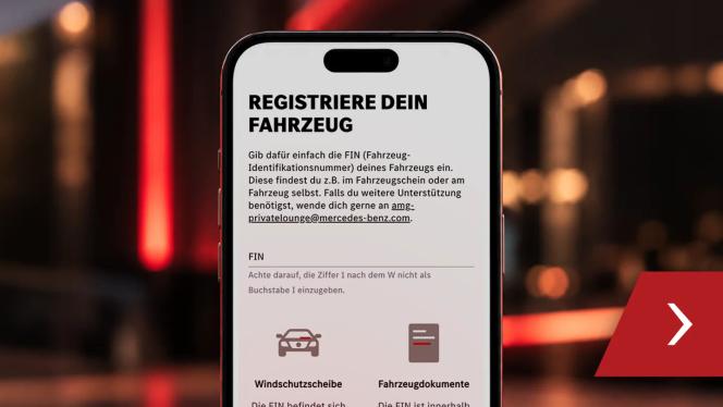 Ein Smartphone dass die AMG PL Registrierungsmaske zeigt