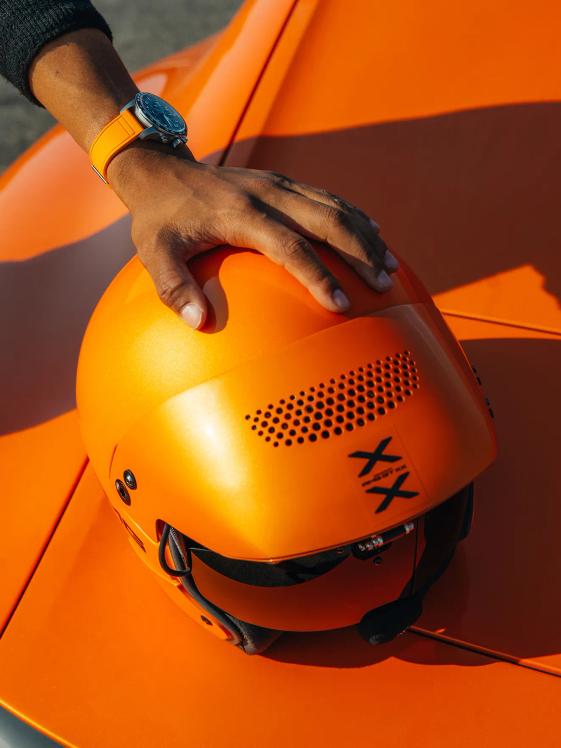 Concept AMG GT XX helmet on the bonnet of the car