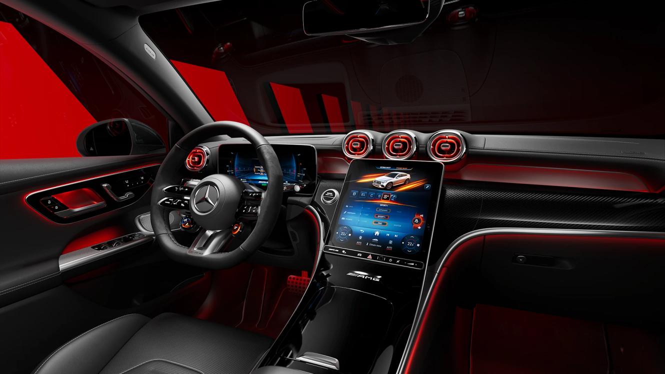 Interieur des Mercedes-AMG GLC Coupes 63 S E.