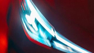 Close-up of a headlamp
