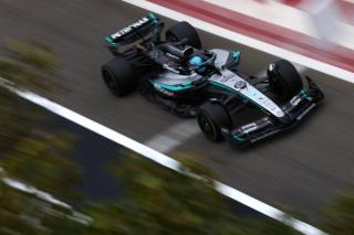 W15 on track with George Russell behind the wheel