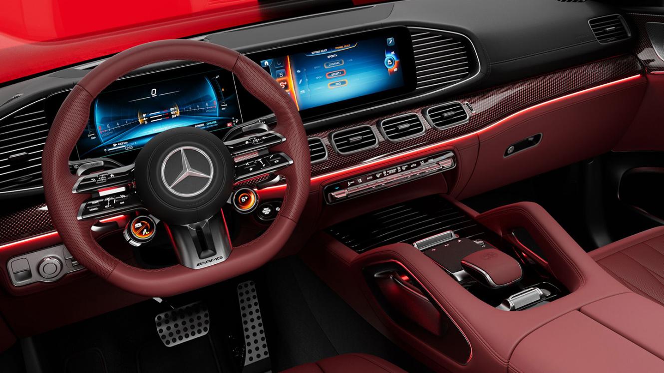 Das Cockpit der neuen Mercedes-AMG GLE-SUV Arctic Silver MANUFAKTUR Edition