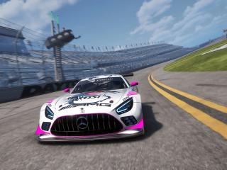 Mercedes-AMG Esports Team Apex Racing Team and Mercedes-AMG Esports Team Williams Esports racing in ESL R1 Spring season 2024 at Road Atlanta
