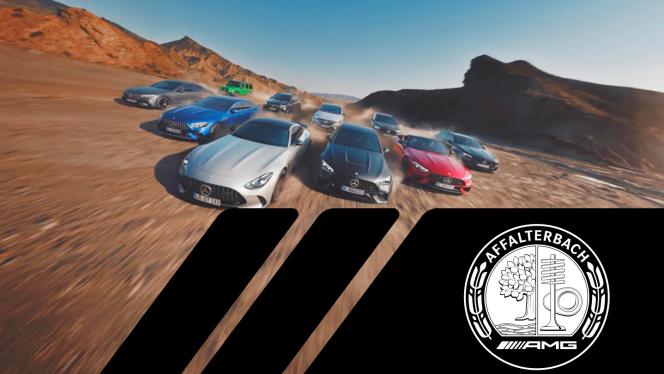 AMG Vehicles racing towards the viewer