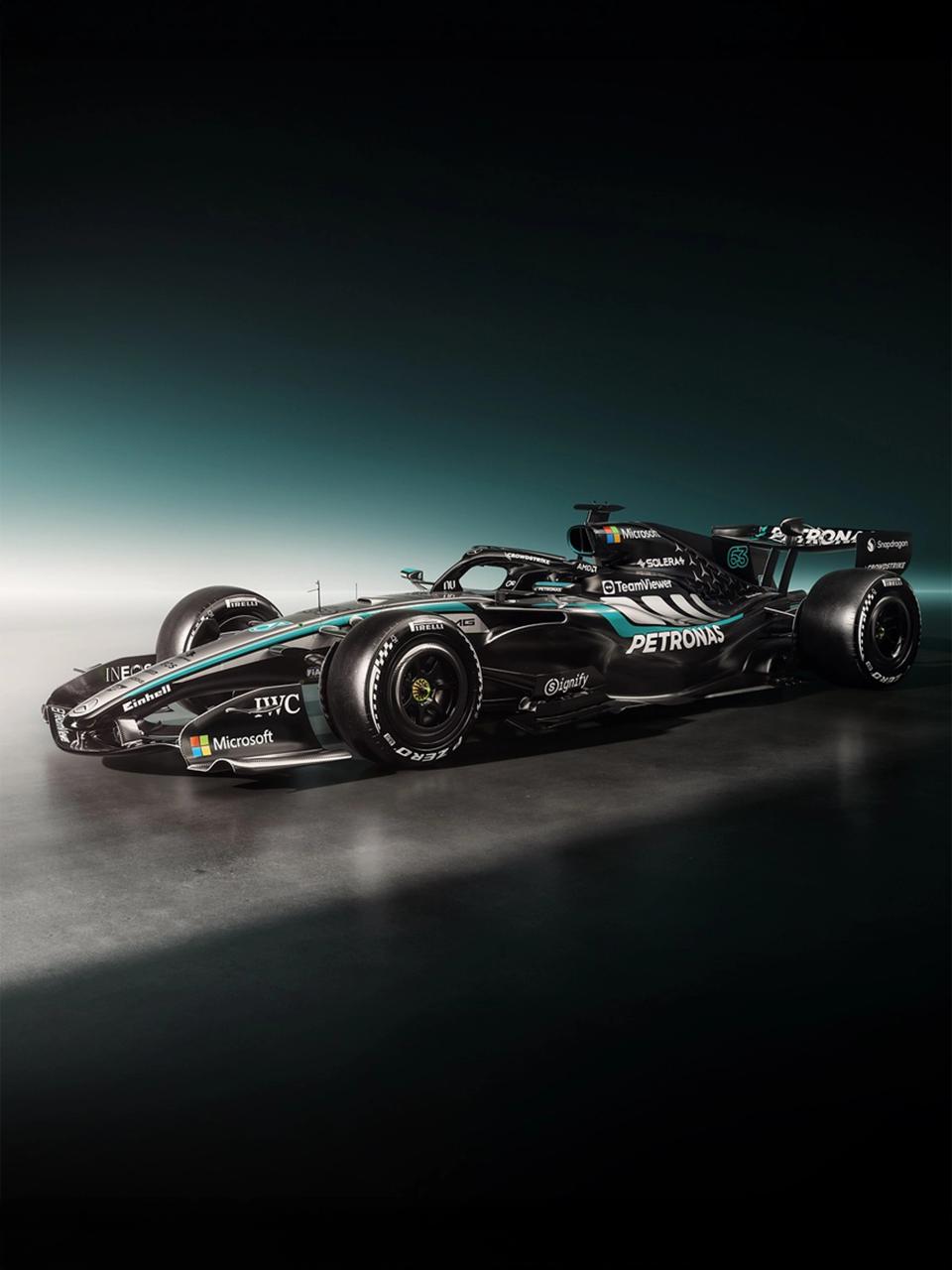 Der Mercedes-AMG F1 W17 E PERFORMANCE von der Seite.