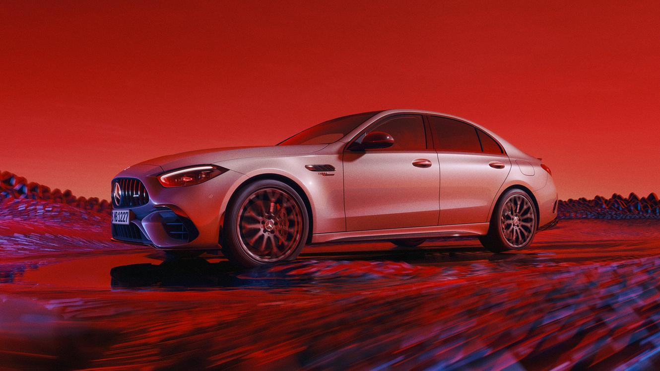 Profile view of the Mercedes-AMG C 63 S E PERFORMANCE Sedan