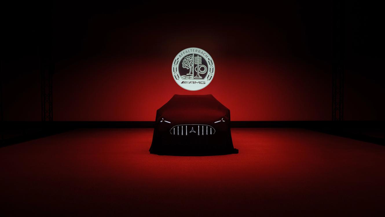 The Mercedes-AMG GT SUV partially covered