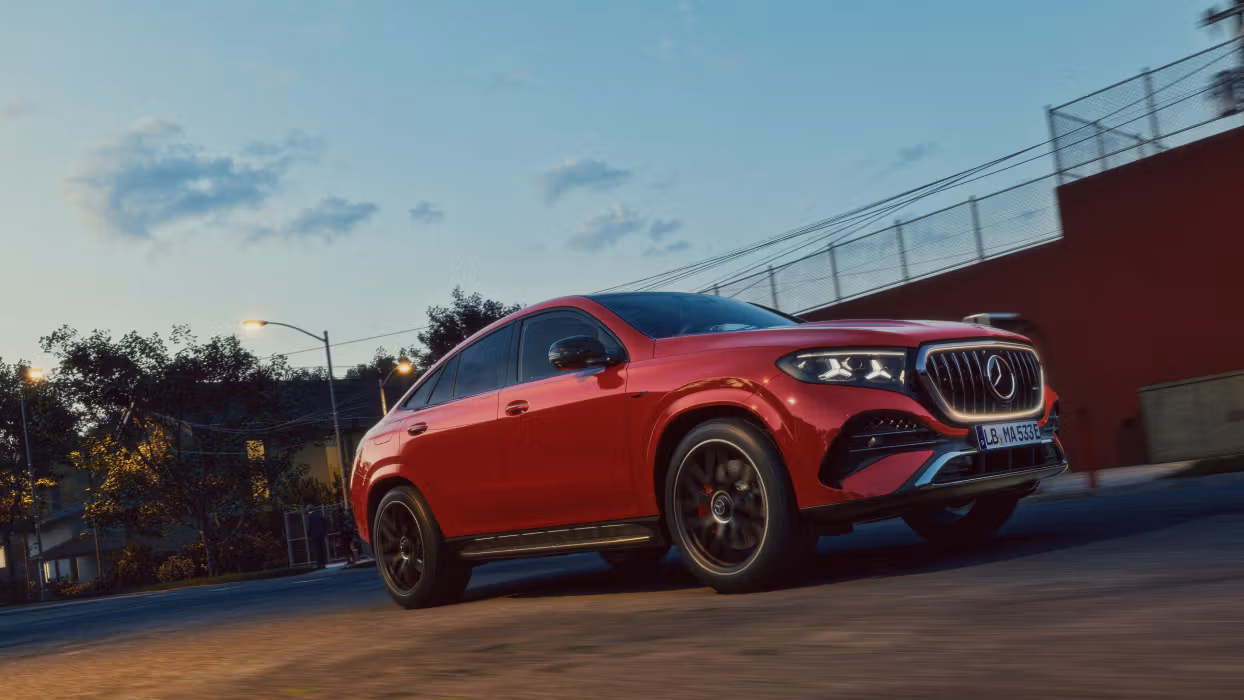 The Mercedes-AMG GLE 53 Hybrid Coupé in an urban setting