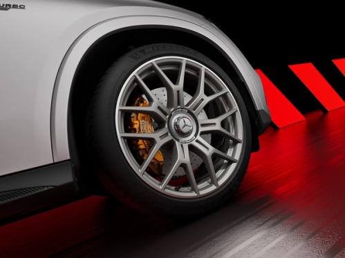 Eine Nahaufnahme des Reifens des Mercedes-AMG GLC Coupe 43.